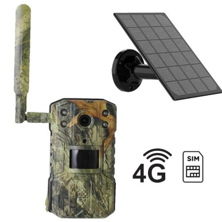 4G SIM napelemes vadkamera élőkép, PIR mozgásérzékelő, QHD videó, éjszakai mód