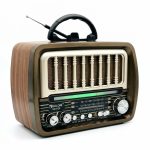   Golon RX-075D Retro USB rádió – napelemes újratölthető, fa hatású kivitelben