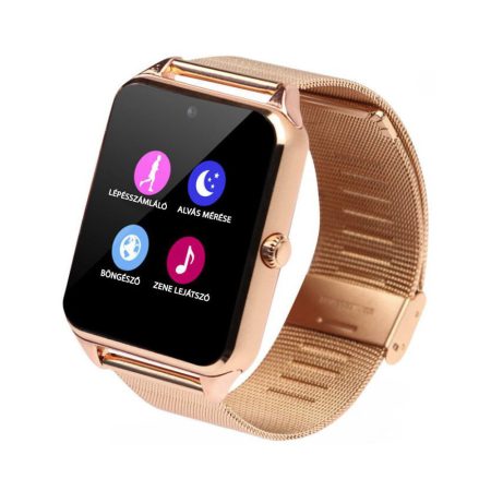 Gold Smart ElitWatch with metallic belt, SIM card, with camera