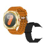   A25 ULTRA Okosóra arany dial - narancssárga,fekete szilikon szíjjal