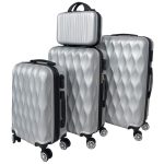   Prémium 4 részes ezüst színű bőröndszett – könnyű, tartós és stílusos utazáshoz