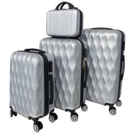 Prémium 4 részes ezüst színű bőröndszett – könnyű, tartós és stílusos utazáshoz