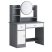 Vanity Table with LED Mirror and Chair – Multi-zone storage and spacious tabletop, gray and white, 80x40x128 cm