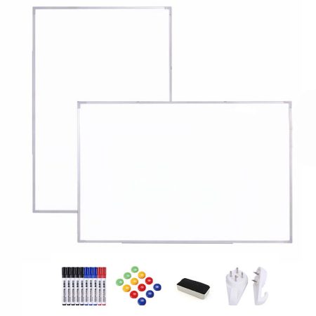 Kétoldalú mágneses fehértábla – falra akasztható, letörölhető írótábla otthonra, irodába és oktatáshoz, 90x120 cm