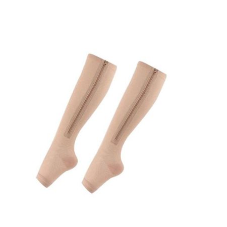 Zippered beige compression socks  XXL