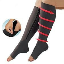 Zippered black compression socks L / XL