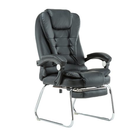 Masszázsfotel lábtartóval, fekete Ingyenes szállítással