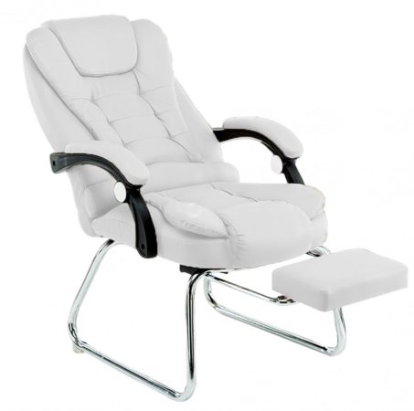 Masszázsfotel lábtartóval, fehér 
