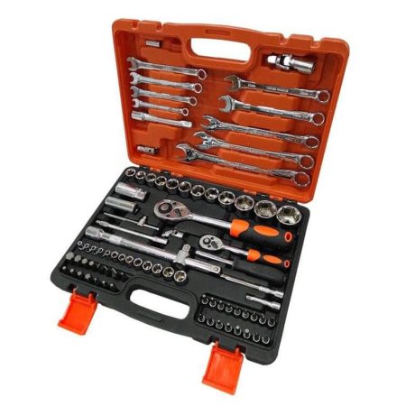 Set of screws, bits and socket wrenches