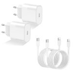   2 db USB-C 20 W fali telefon töltő adapter  és 2 db 2 méteres (USB-C) to (Lightning) kábel
