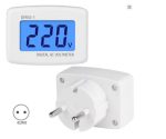   AC 110V–220V Digitális Voltmérő – EU szabványos csatlakozóval, LCD kijelzővel