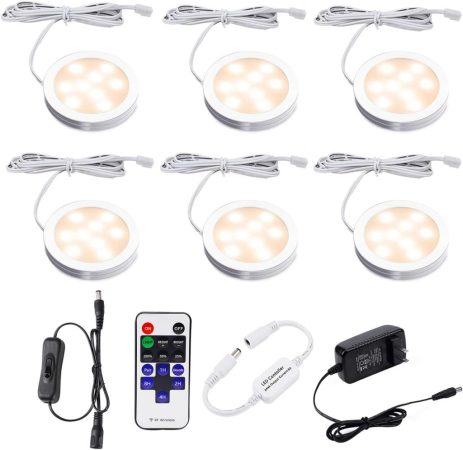 AIBOO Dimmelhető LED szekrényvilágítás – Hideg fehér + RGB, távirányítóval (6 db ultralapos lámpa)