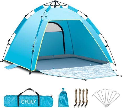 Cflity Pop Up Strand Sátor – 1-2 személyes, automata, UV50+ védelemmel 160 × 140 × 120 cm