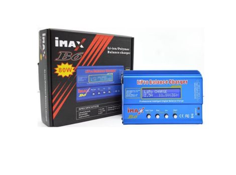 Lipo töltő 2s-6s Imax B6 akkumulátorokhoz Balance-Charger funkcióval, 1150 mAh, 80W, 6A, kék