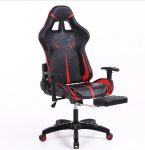   Sintact Gamer scaun Rosu/Negru cu suport picior -- A Sosit! Ultimul design, suprafață chiar mai confortabilă!