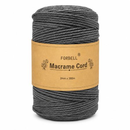 Forbell Szürke makraméfonal kreatív kézműves munkákhoz, 2 mm × 300 m