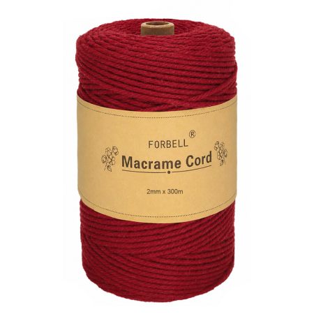 Forbell Bordó makraméfonal kreatív kézműves munkákhoz, 2 mm × 300 m