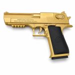   Arany színű Desert Eagle stílusú játékpisztoly tárral és kiegészítőkkel