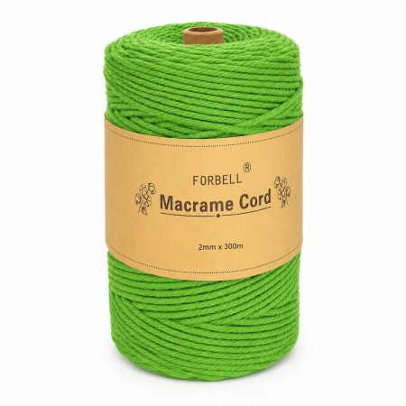 Forbell zöld makraméfonal kreatív kézműves munkákhoz, 2 mm × 300 m