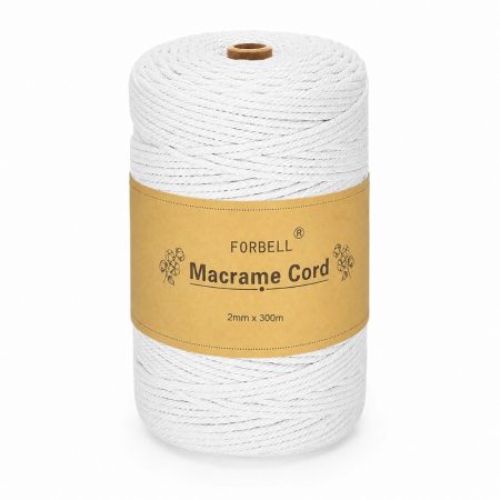 Forbell fehér makraméfonal kreatív kézműves munkákhoz, 2 mm × 300 m Forbell fehér makraméfonal kreatív kézműves munkákhoz, 2 mm × 300 m