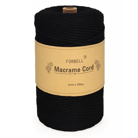 Forbell fekete makraméfonal kreatív kézműves munkákhoz, 2 mm × 300 m