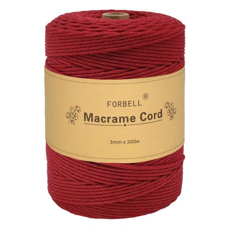 Forbell Bordó makraméfonal kreatív kézműves munkákhoz, 3 mm × 300 m