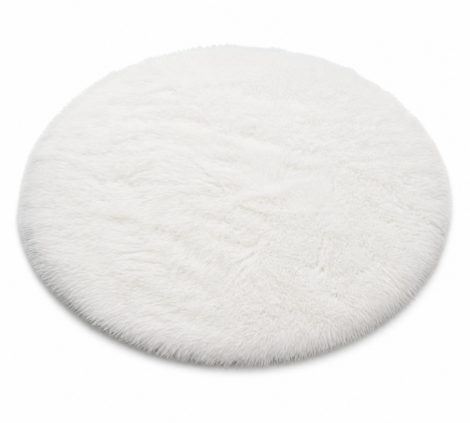 Fluffy fehér műszőrme szőnyeg, Ø 85 cm, kör alakú