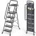 KINGRACK 5-step folding ladder, black, with fixed tool holder and side handrails - 360 kg maximum load capacity KINGRACK 5-step folding ladder, black, with fixed tool holder and side handrails - 360 kg maximum load capacity