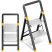 KINGRACK 2-step aluminum folding step ladder, black and silver