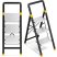 KINGRACK 3-Step Aluminum Folding Step Ladder, Black and Silver