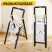 KINGRACK 3-Step Aluminum Folding Step Ladder, Black and Silver