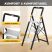 KINGRACK 3-Step Aluminum Folding Step Ladder, Black and Silver