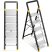 KINGRACK 5-step aluminum folding stepladder, black and silver