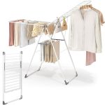   KINGRACK Adjustable Two-Arm Clothes Drying Rack with Accessories, White