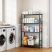 KINGRACK 4-Tier Metal Storage Shelf with Side Hooks, Black