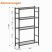 KINGRACK 4-Tier Metal Storage Shelf with Side Hooks, Black