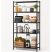 KINGRACK 5-Tier Metal Storage Shelf with Side Hooks, Black