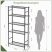 KINGRACK 5-Tier Metal Storage Shelf with Side Hooks, Black