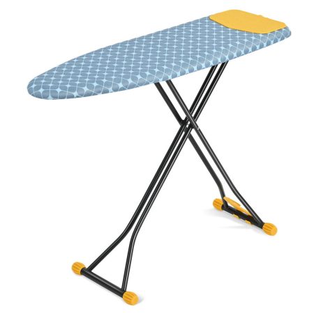 KINGRACK Adjustable Ironing Board with Silicone Iron Holder, Blue and Yellow