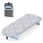   KINGRACK Tabletop, Foldable Mini Ironing Board, White and Blue