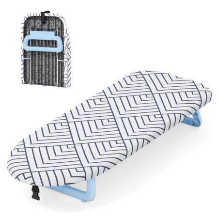 KINGRACK Tabletop, Foldable Mini Ironing Board, White and Blue