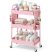 KINGRACK 3-Tier Rolling Storage Cart with Perforated Side Panels, Pink