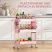 KINGRACK 3-Tier Rolling Storage Cart with Perforated Side Panels, Pink