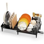 KINGRACK Pull-Out Stainless Steel Dish Rack, Black