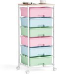   KINGRACK Rolling Storage Cart with 6 Drawers, Assorted Colors