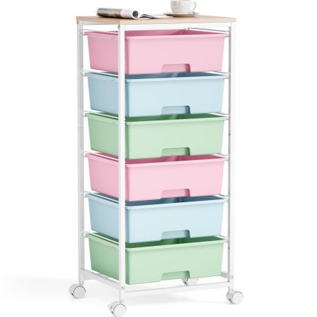KINGRACK Rolling Storage Cart with 6 Drawers, Assorted Colors KINGRACK Rolling Storage Cart with 6 Drawers, Assorted Colors