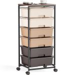 KINGRACK Rolling Storage Cart with 6 Drawers, Brown