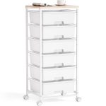 KINGRACK Rolling Storage Cart with 6 Drawers, White