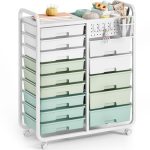 KINGRACK Rolling Storage Cart with 14 Drawers, Green