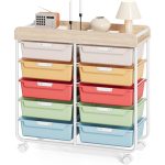 KINGRACK Rolling Storage Cart with 10 Drawers, Colorful